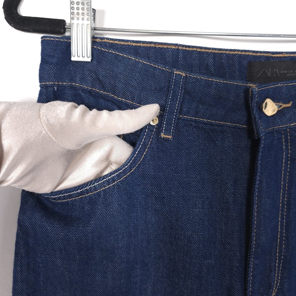 ZARA Women's Wide Leg Jeans US 6 EU 38 High Waist Blue Dark - Picture 10 of 11